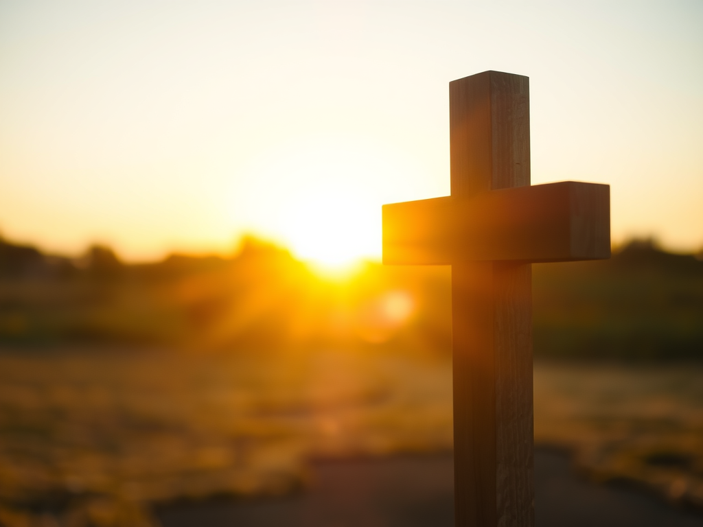 Cross right side during sunrise