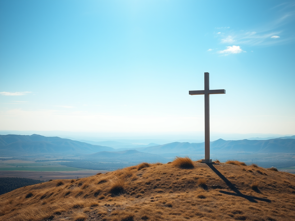 Cross overlooking mounttains